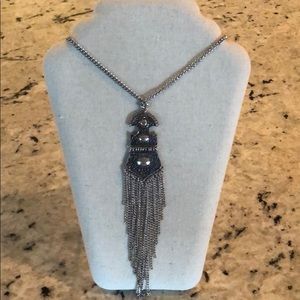 Local boutique long, silver necklace